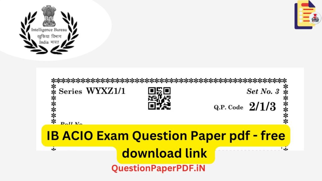 IB ACIO Question Paper