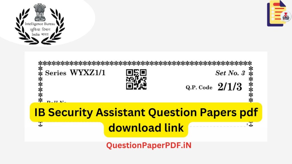 IB Security Assistant Question Paper