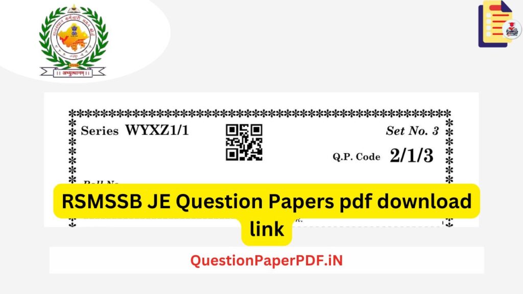 RSMSSB JE Question Paper